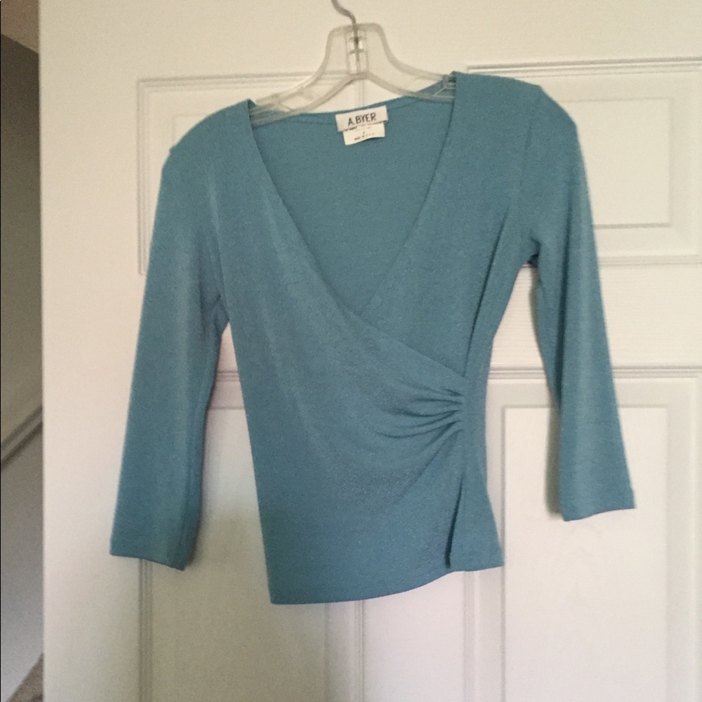Blue polyester spandex top